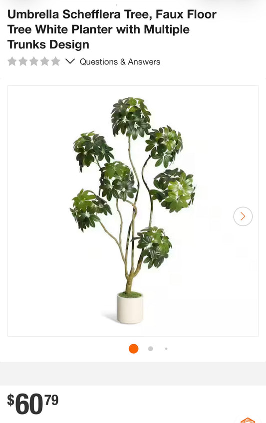 5 ft. Tall Fake Plant, Artificial Umbrella Schefflera Tree
